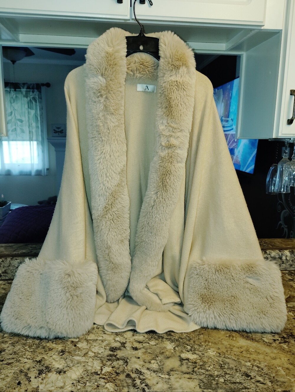 Luxury Faux Fur Trim Open Front Coatigan - Cream